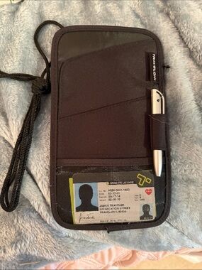 Travelon Black Neck Wallet with Pen Loop